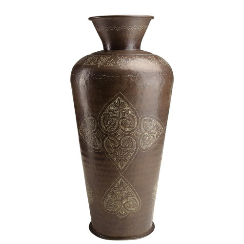 Vase alu couleur cuivre foncé patine antique HONORE D40 cm MACABANE