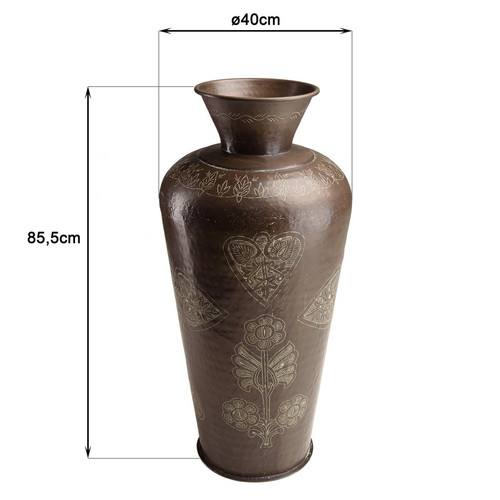Vase alu couleur cuivre foncé patine antique HONORE D40 cm Marron MACABANE Meuble & Déco