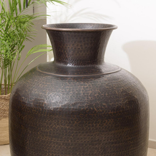 Vase alu couleur cuivre noir antique effet martelé HONORE Vase