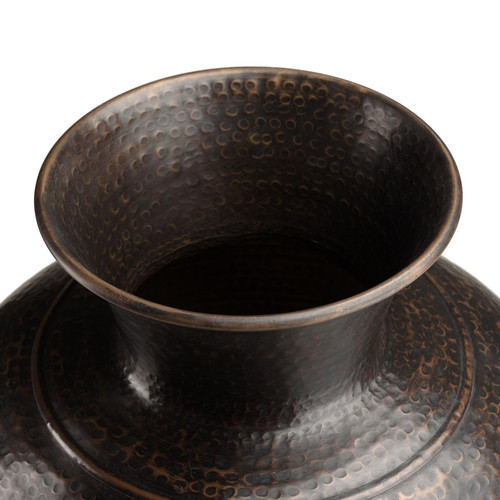 Vase alu couleur cuivre noir antique effet martelé HONORE MACABANE