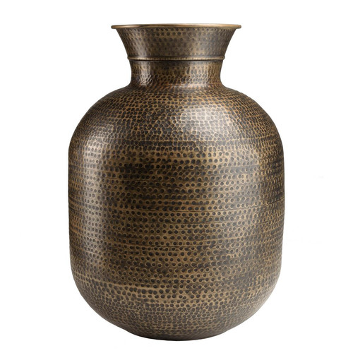 Vase alu couleur laiton noir antique effet martelé HONORE MACABANE