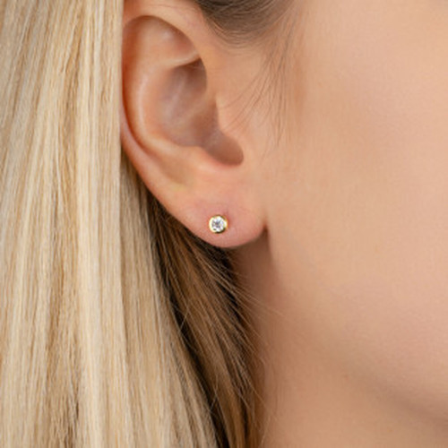 Boucles d'oreilles femme plaqué or Oxyde de Zirconium serti clos classique - Y5ZZ5Z03 Maison de la Bijouterie