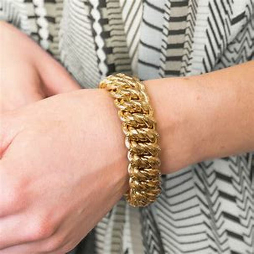 Bracelet femme maille américaine plaqué or - YZYYY0ZU Maison de la Bijouterie