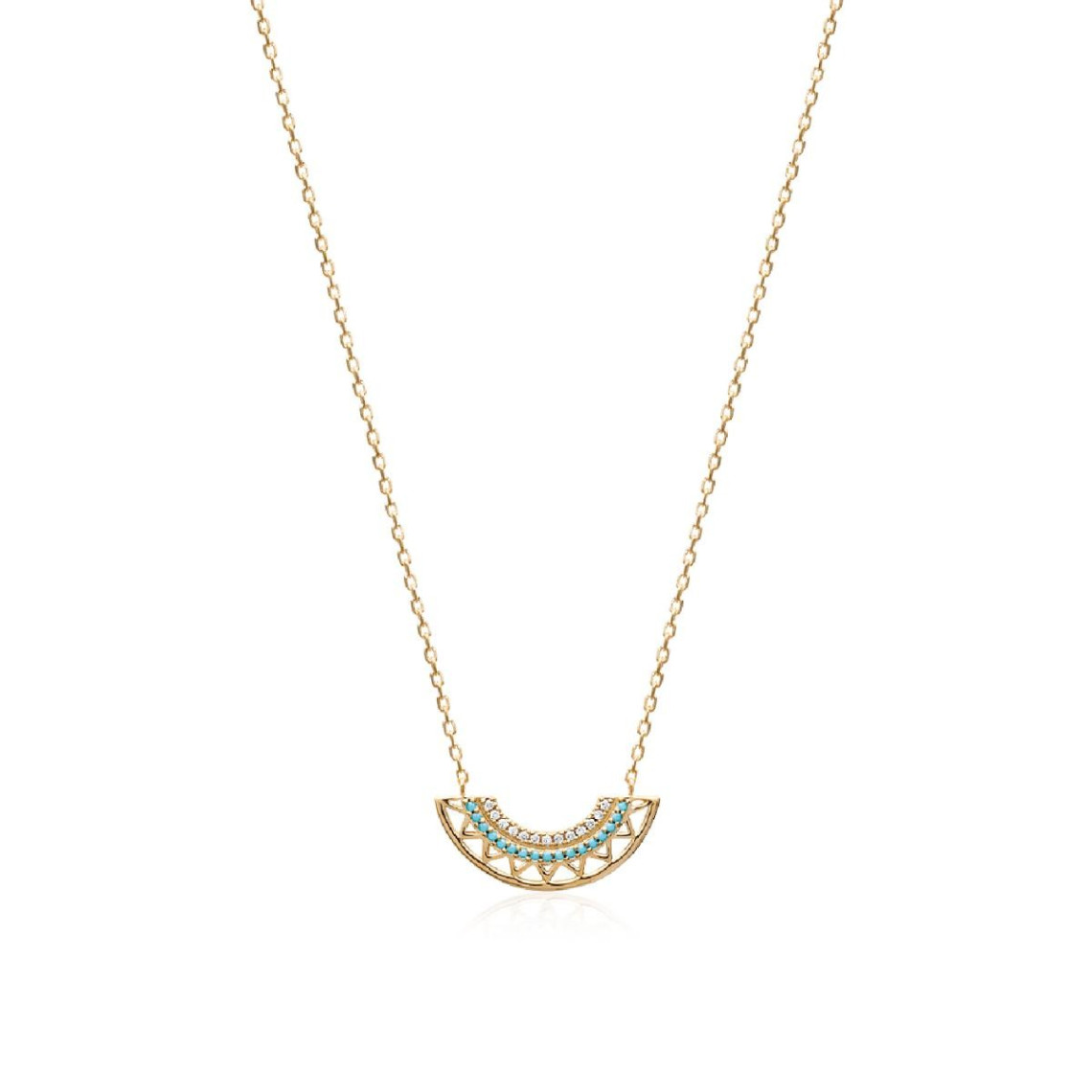 collier femme plaqué or turquoise serti griffe - uwzwuv45