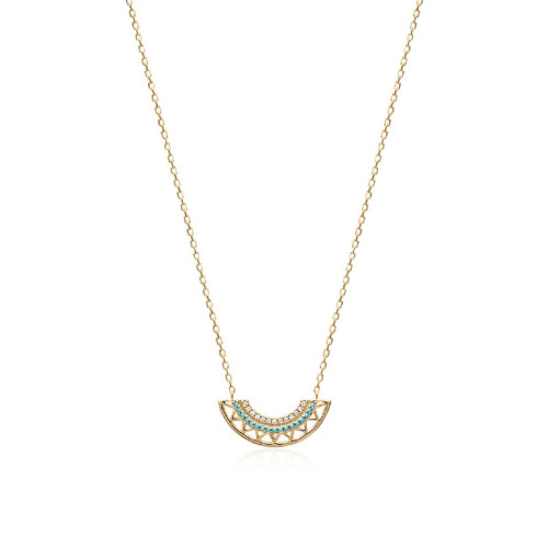 Collier femme plaqué or turquoise serti griffe - UWZWUV45