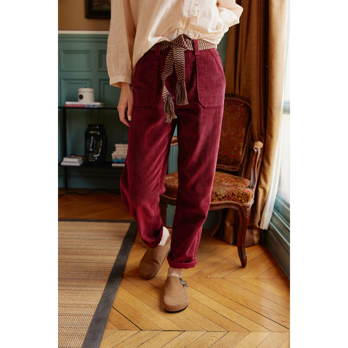 Pantalon MARISOL - Framboise Cuite bordeaux en coton