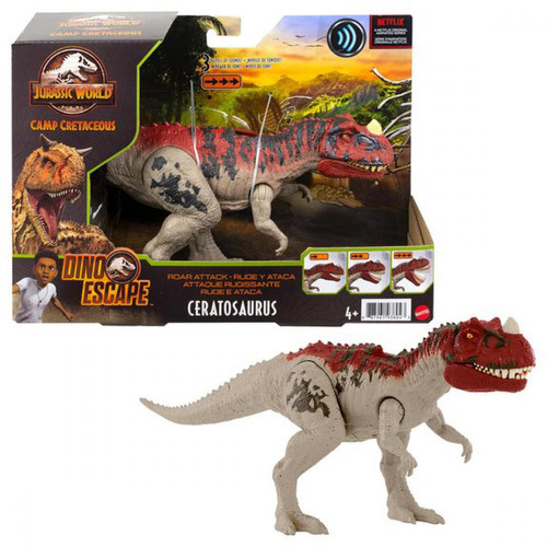 Mattel - Jurassic World - Ceratosaurus Attaque Sonore - Figurine Dinosaure - Figurines