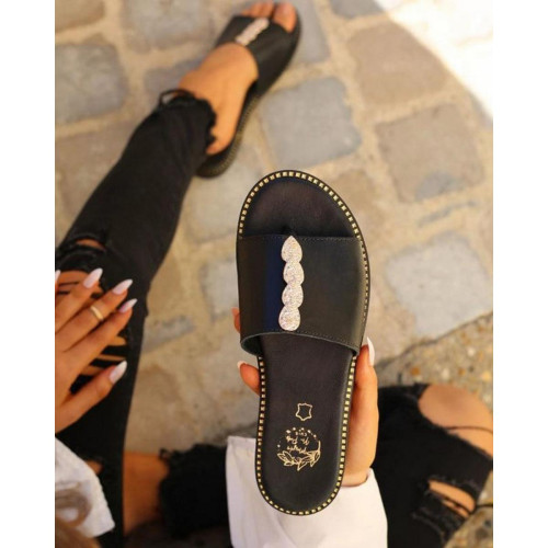 Mes jolis nu pieds - Sandales femme cuir noire  - Les chaussures femme