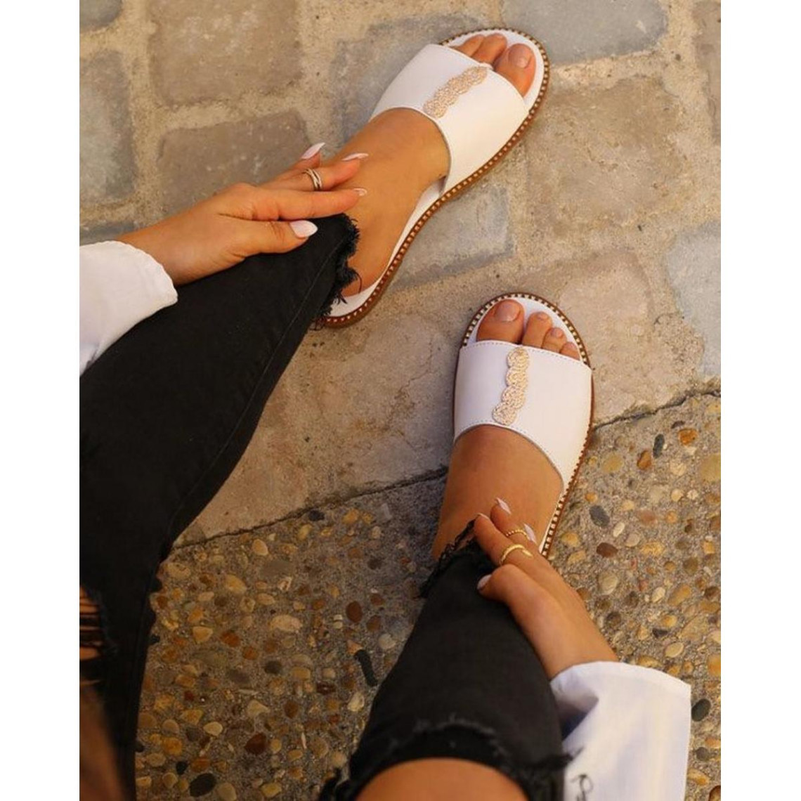 Sandales femme cuir blanche