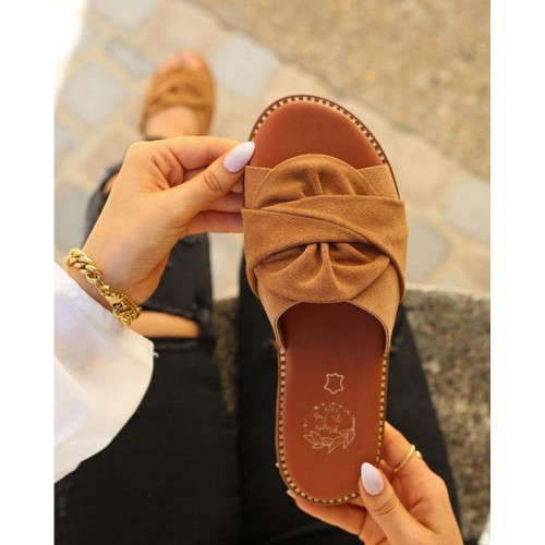 Mes jolis nu pieds - Sandales femme cuir camel - Les chaussures femme