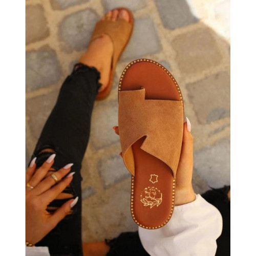 Mes jolis nu pieds - Sandales femme cuir camel - Les chaussures femme
