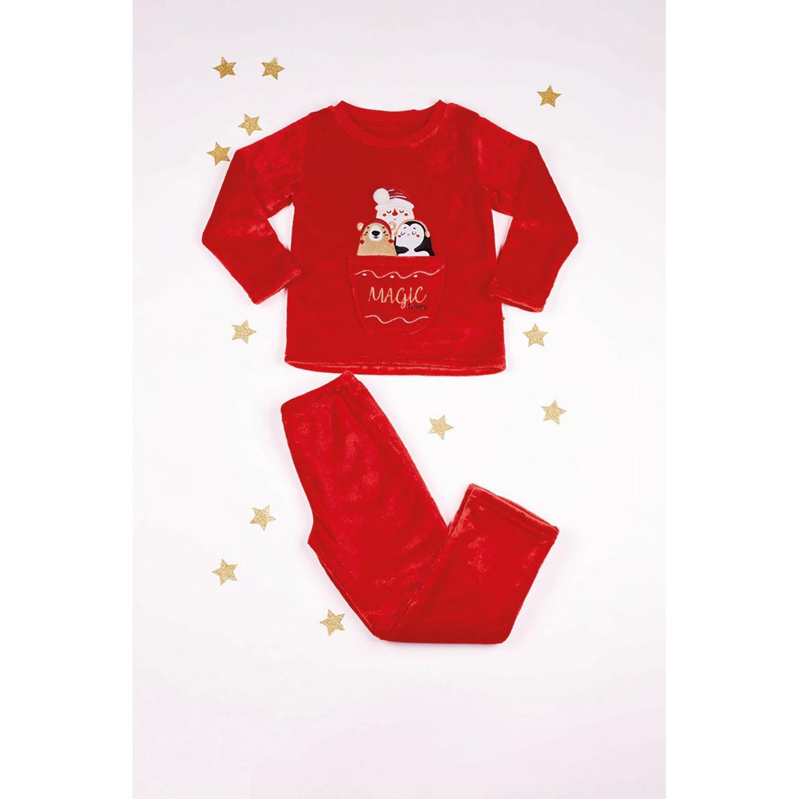 Pyjama Long fille - Rouge Imprimé - Noël