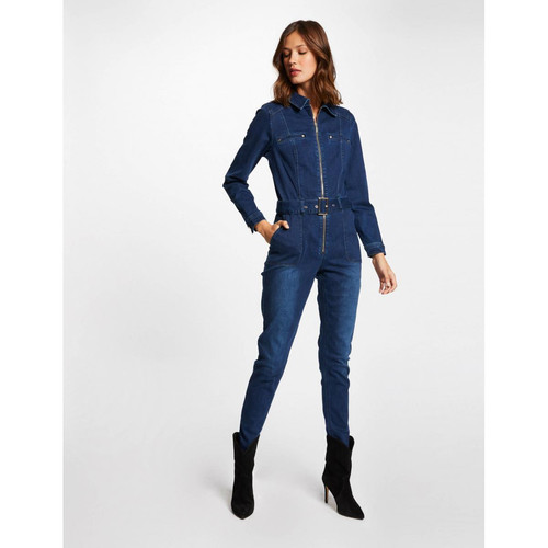Morgan - Combinaison ajustée ceinturée en jean - Combinaison longue femme