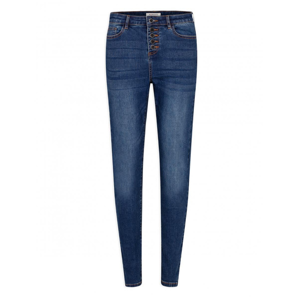 Jeans slim taille standard 7/8ème bleu brut en coton Morgan