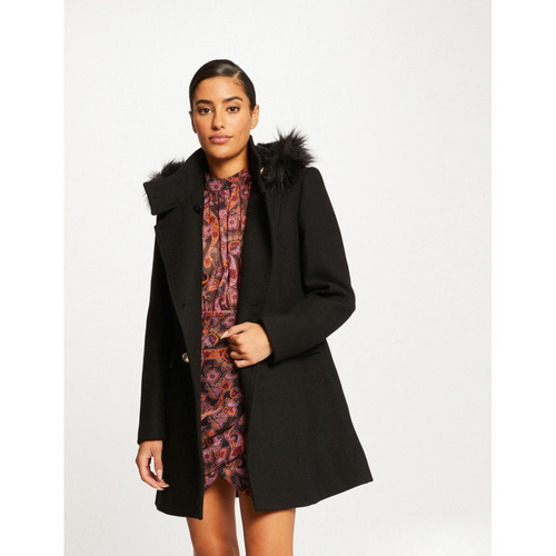 Morgan - Manteau ample boutonné à capuche - Manteaux femme noir