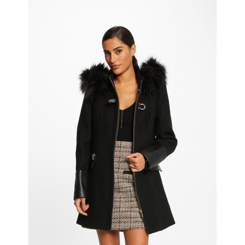 Morgan - Manteau droit zippé à capuche - Manteaux femme noir