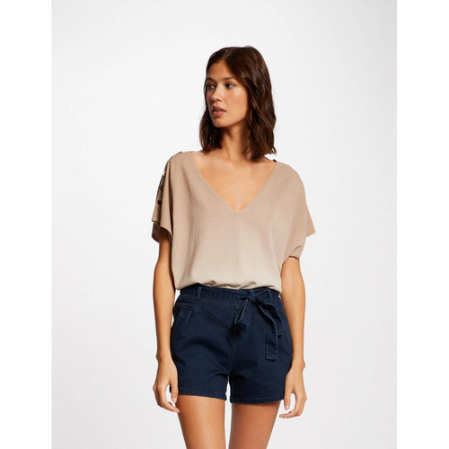 Morgan - Pull manches courtes avec boutons - Pull femme