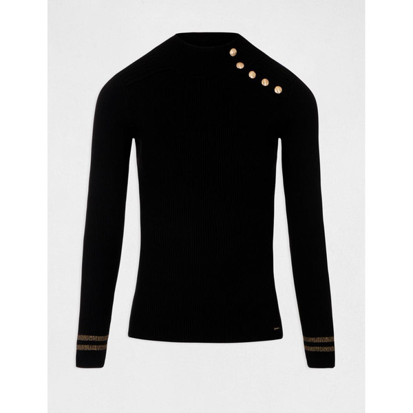 Pull manches longues 5 boutons noir Morgan