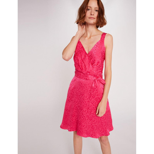 Morgan - Robe évasée ceinturée effet portefeuille - Robes courtes femme rose