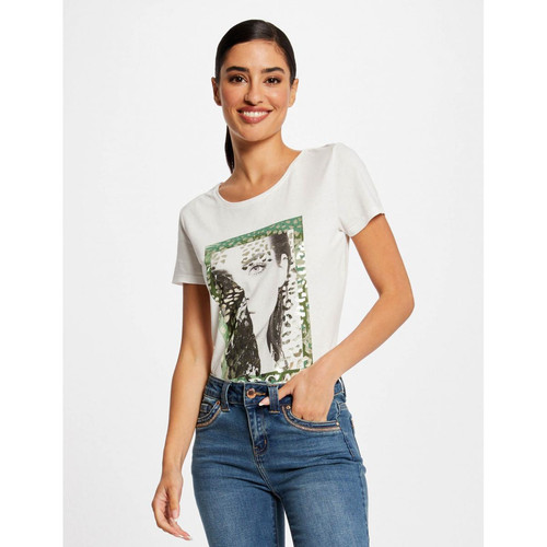 Morgan - T-shirt manches courtes à inscription - Vetements femme made in portugal
