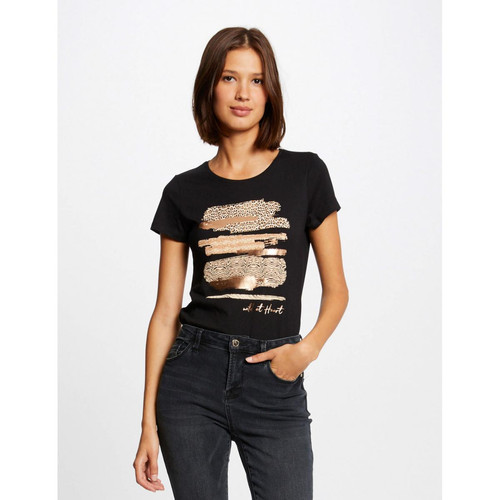Morgan - T-shirt manches courtes à inscription - Vetements femme made in portugal