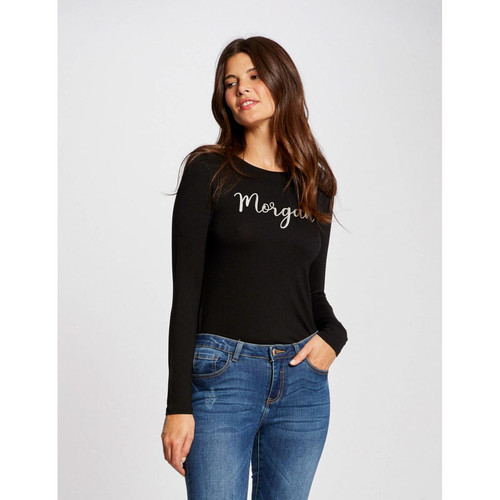 Morgan - T-shirt manches longues à inscription - Vetements femme made in portugal