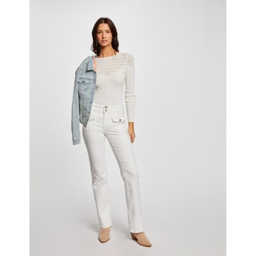 Morgan - Jeans bootcut poches à rabat - Vetements femme blanc