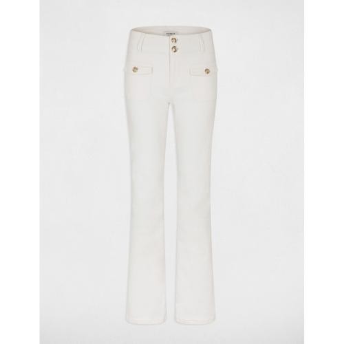 Jeans bootcut poches à rabat blanc en coton Pantalon décontracté