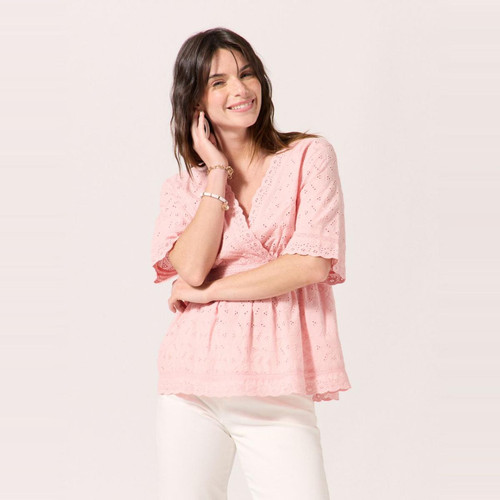 Naf Naf - Blouse cache coeur broderie anglaise - Chemise femme