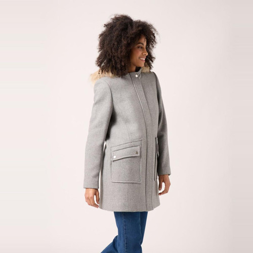 Naf Naf - Manteau avec fausse fourrure - manteaux laine