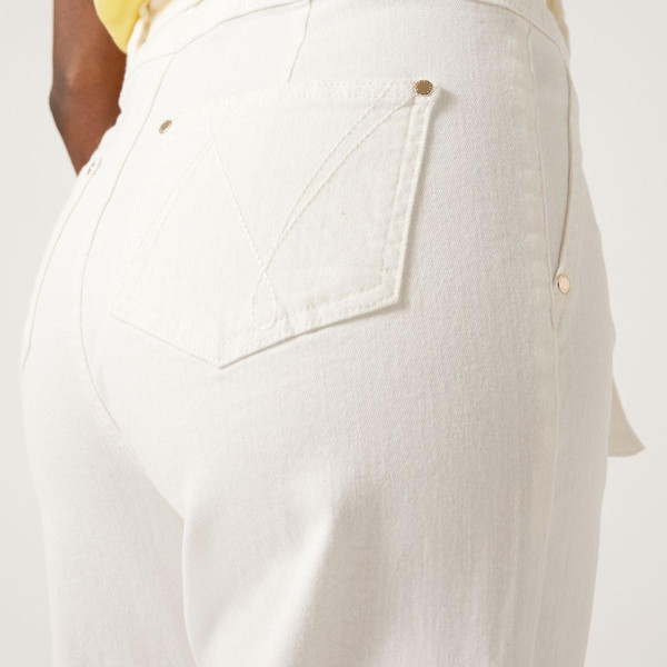 Pantalon avec ceinture blanc en coton Pantalon décontracté