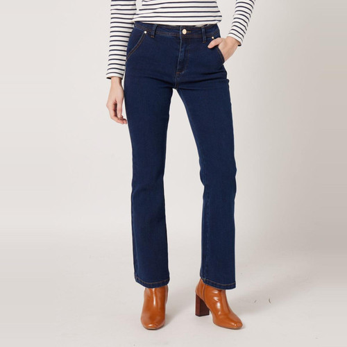 Naf Naf - Pantalon denim détail tresse ceinture - Nouveautés jeans femme