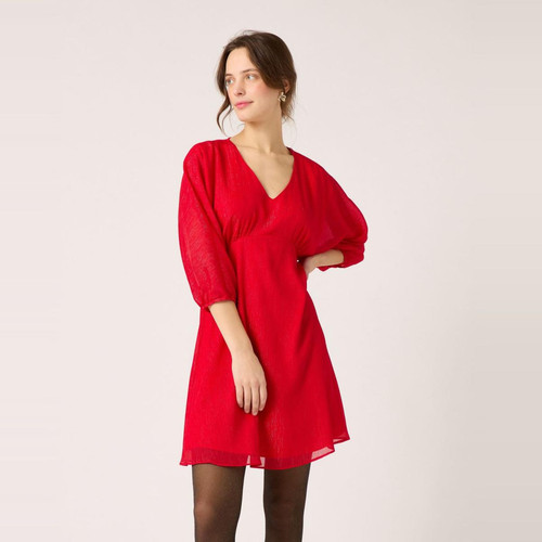 Naf Naf - Robe courte à manches longues - Robes Rouge Femme