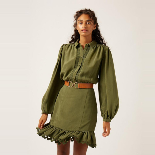 Naf Naf - Robe courte col chemise - Nouveaute vetements femme vert