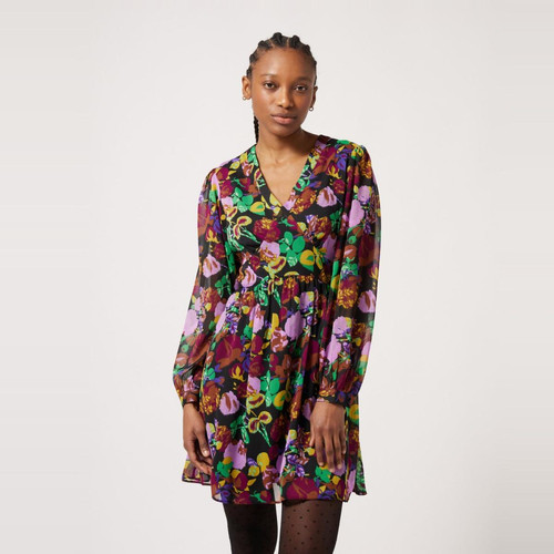 Naf Naf - Robe courte imprimé floral - Robes courtes femme noir