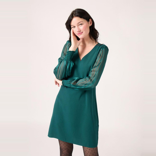 Naf Naf - Robe courte unie - Robe femme vert