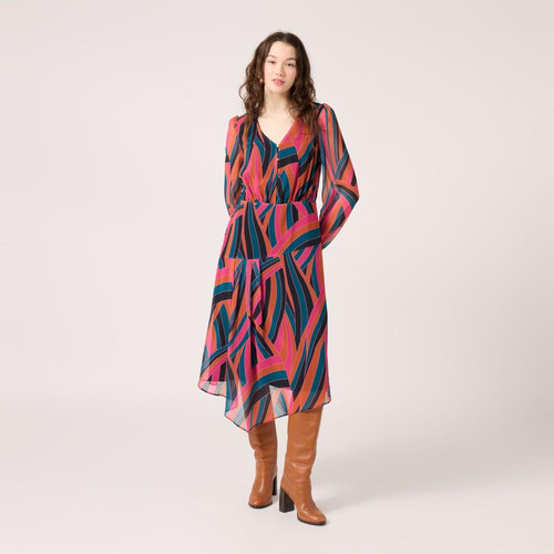 Naf Naf - Robe longue imprimée asymétrique - Nouveautés robes femme