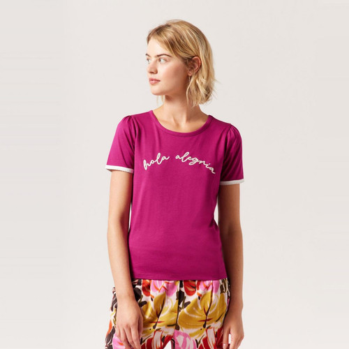 Naf Naf - Tee-shirt manches courtes brodé - T shirts rose