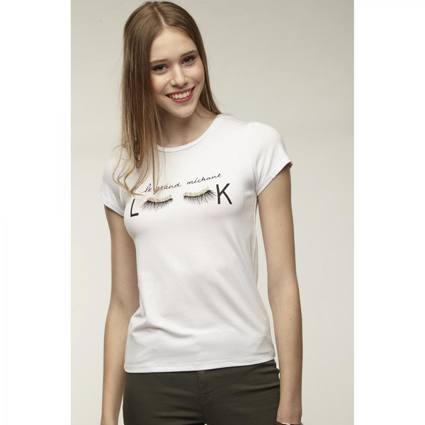 T-shirt manche courte écru en coton Naf Naf Mode femme
