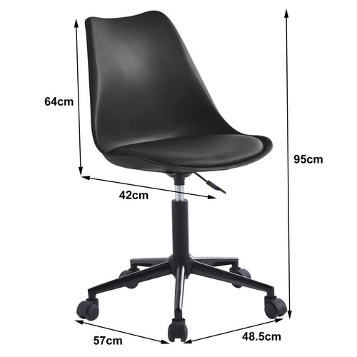 Chaise de bureau réglable en métal Noire Chaise de bureau