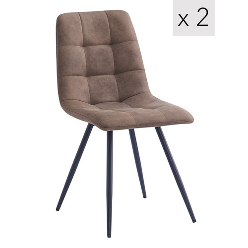 Nordlys - Lot de 2 chaises capitonnees metal - marron - Chaise Design