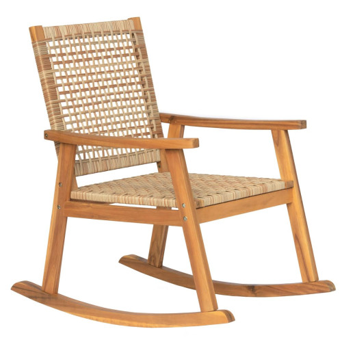 Nordlys - Rocking chair interieur exterieur en acacia et corde - Nouveautés Meuble Et Déco Design