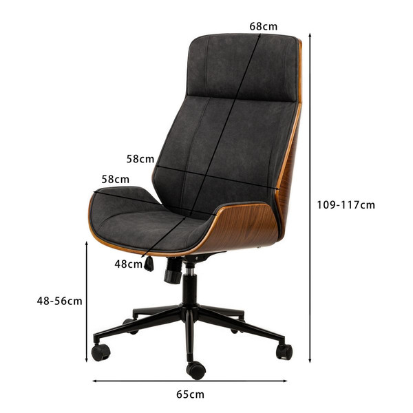 Chaise de Bureau Design Reglable en Bois Noir Chaise de bureau