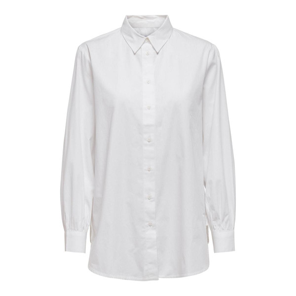 Chemise Col chemise Manches longues blanc en coton Chemise femme