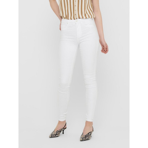 Only - Jean skinny blanc en coton Elle - Jean taille normale femme