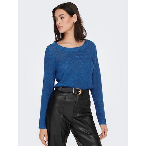 Only - Pull en maille Col rond Manches longues bleu Gia - Pull femme