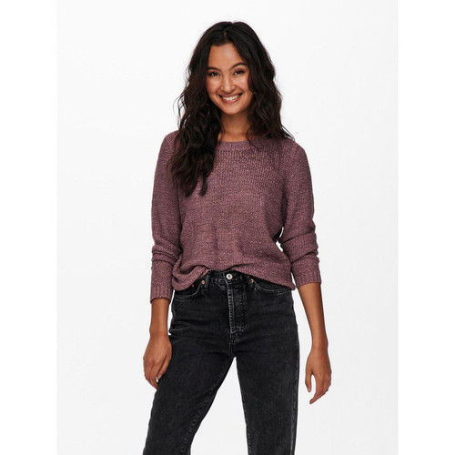 Only - Pull en maille Col rond Manches longues rouge Léa - Vetements femme