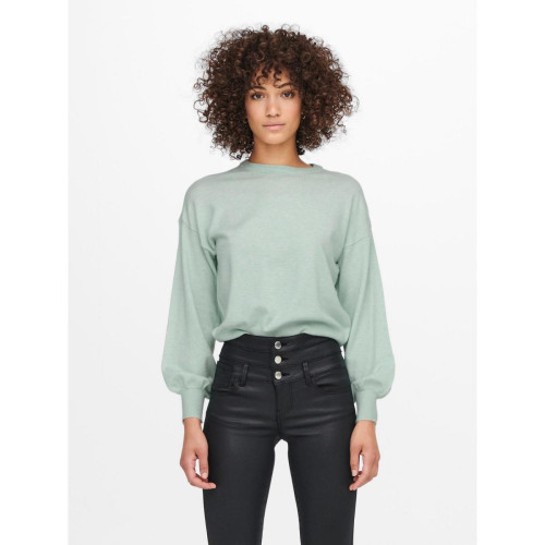 Only - Pull en maille Col rond Manches longues vert Ines - Toute la mode