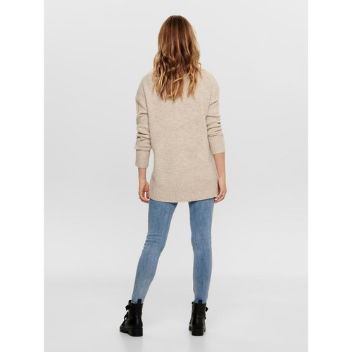 Pull en maille Col rond Manches longues Long beige Only