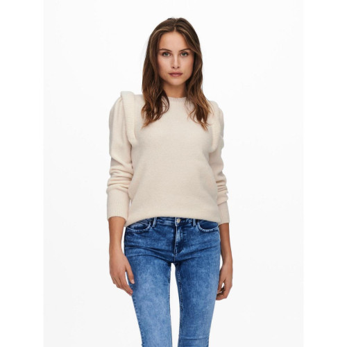 Only - Pull en maille Col rond Manches longues beige Gwen - Pull femme